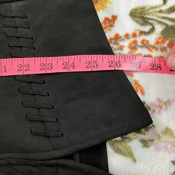 Leo & Ugo Skirt Set Womens Black Faux Suede Western Blazer Pencil Skirt - Picture 12 of 13